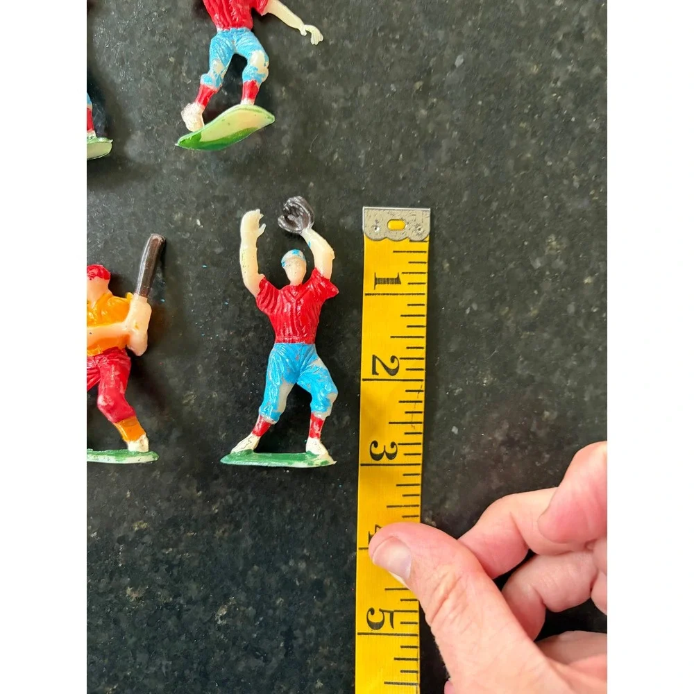 vintage plastic baseball mid-century bakery cake toppers set